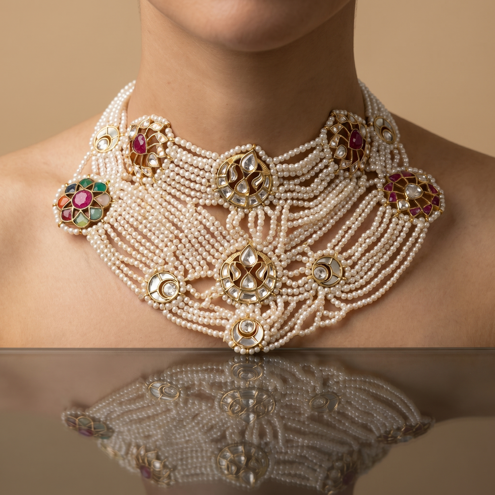 Disha pearl collar necklace – styled detail by Ozel