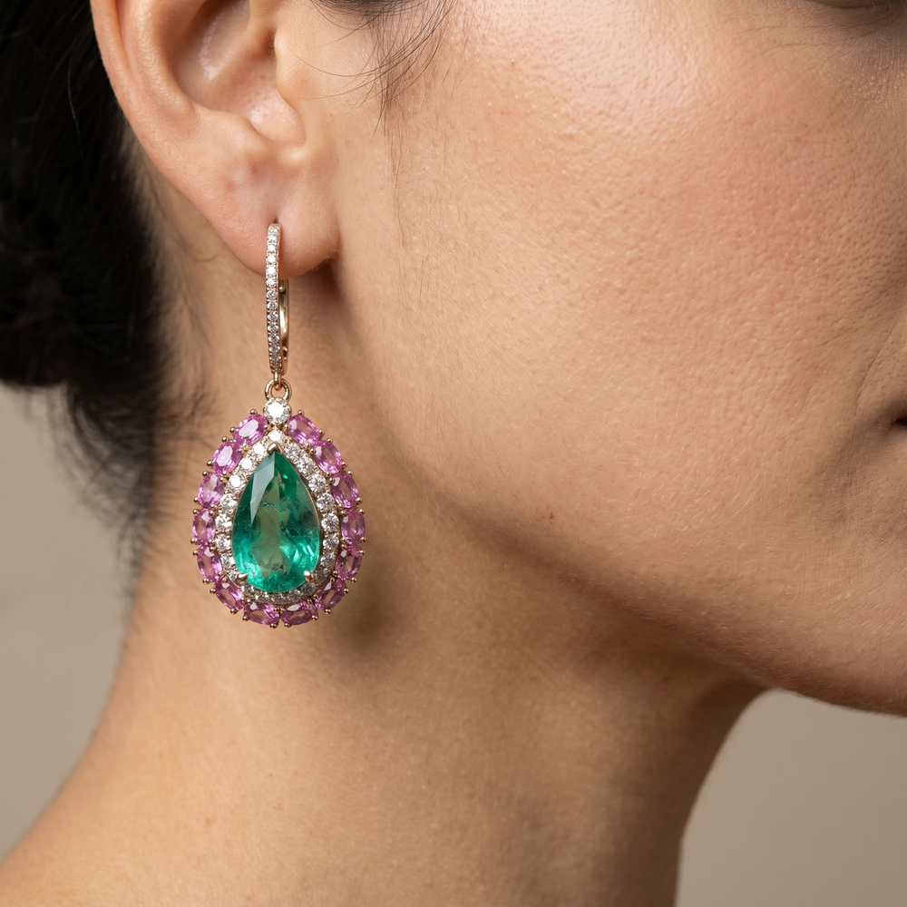 Ruhvera – crimson teardrop dangler earrings by Ozel