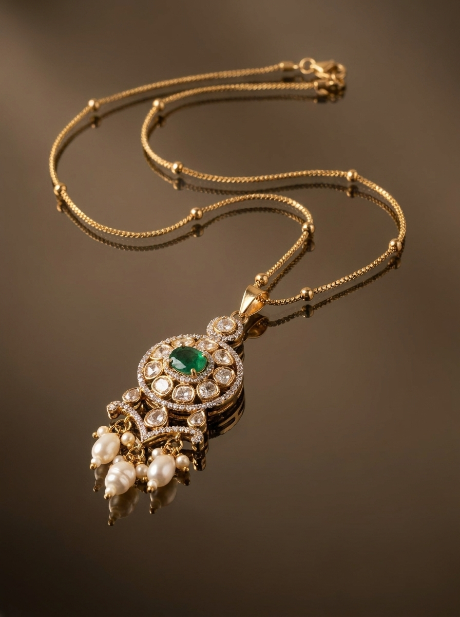 Farzana celestial necklace pendant set – styled detail by Ozel