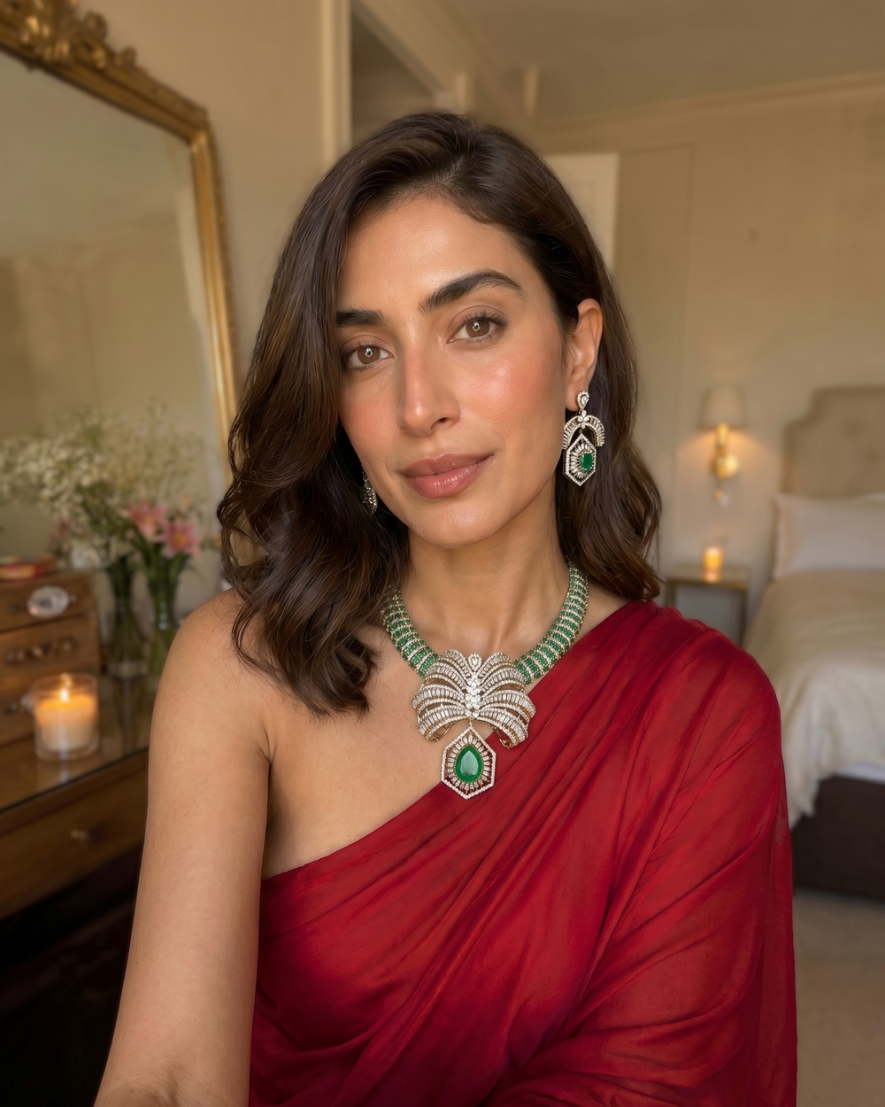 Emerald empress mint collar set – full set with earrings by Ozel