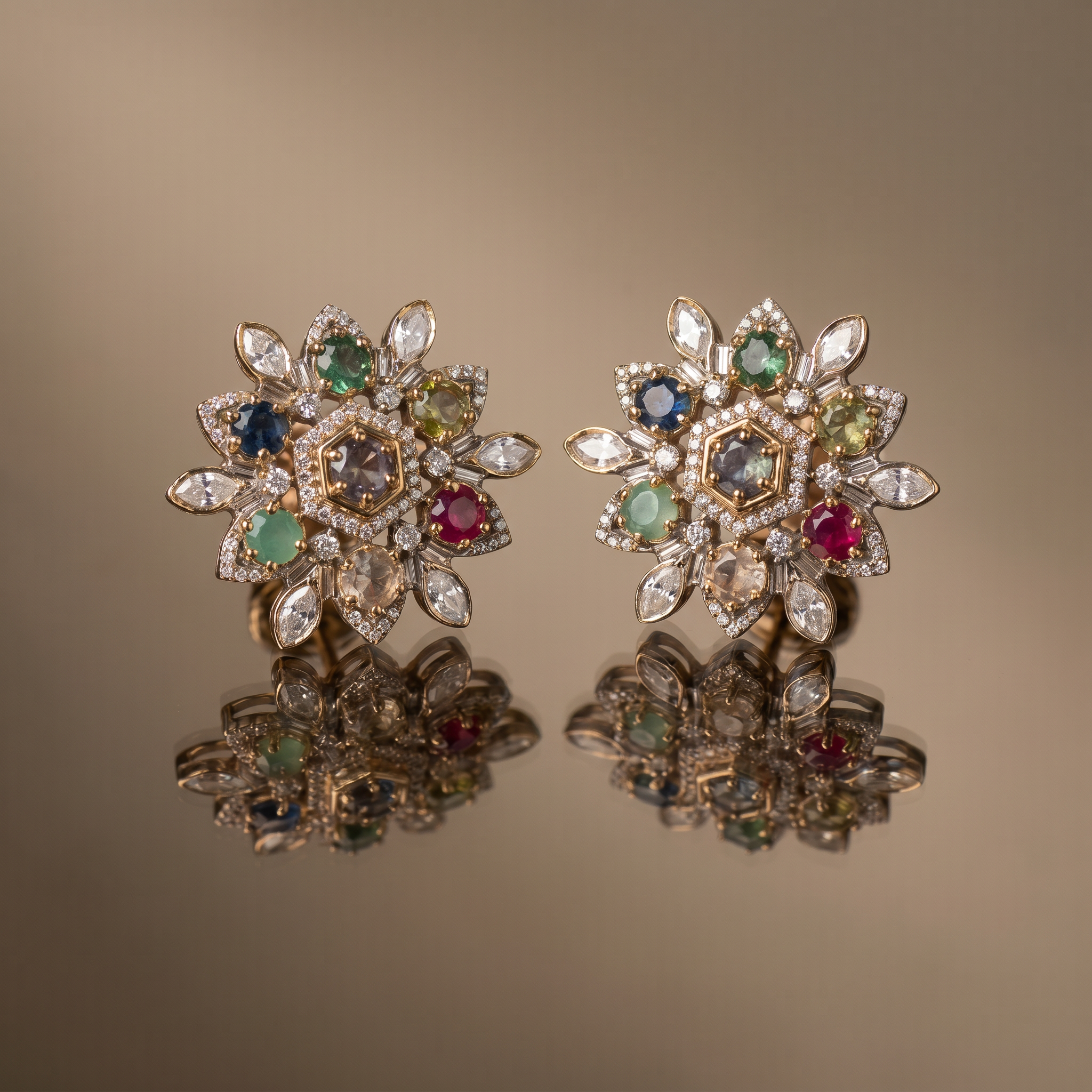 Anvitha Royal Navratna Stud Earrings