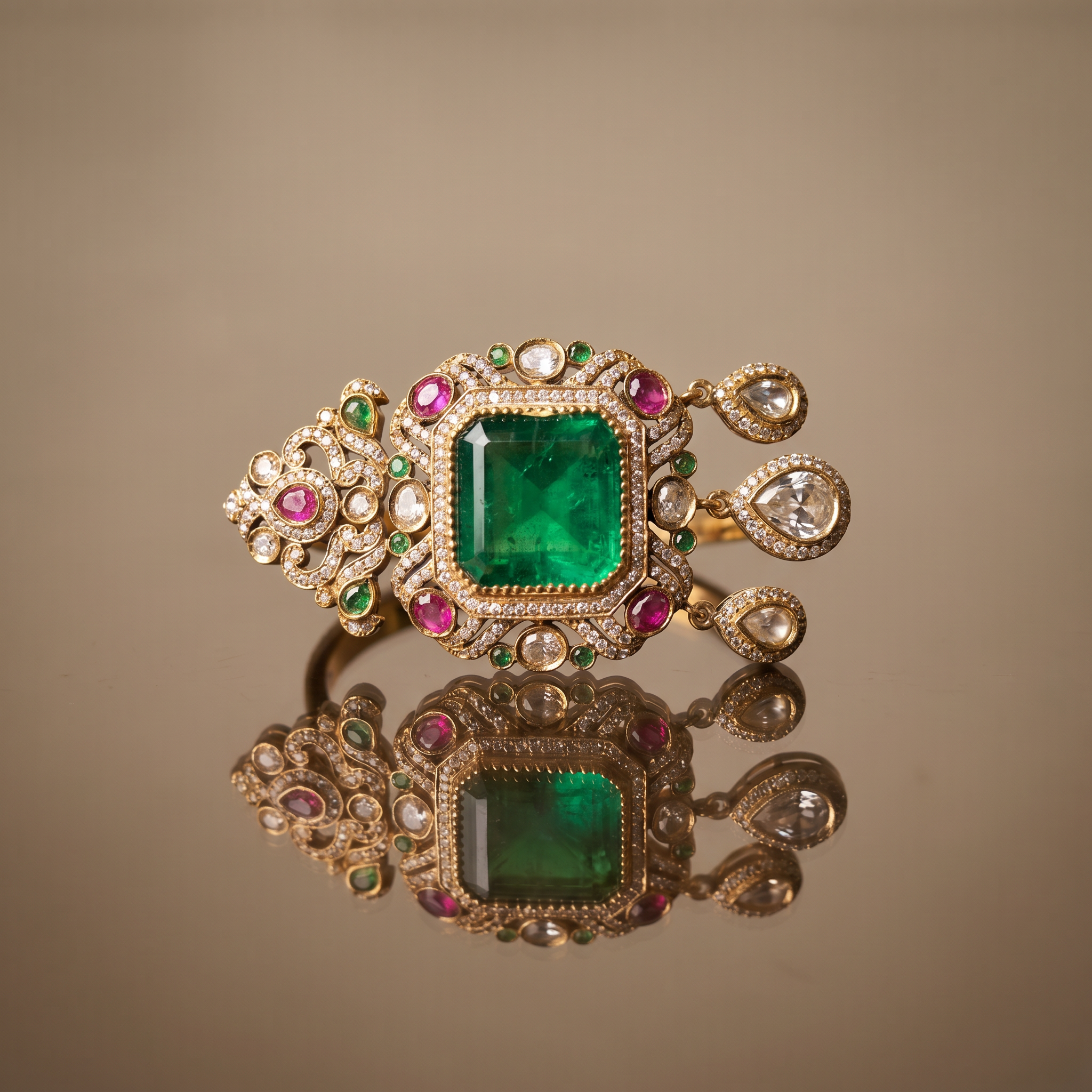 Zevarielle Emerald Crest Brooch