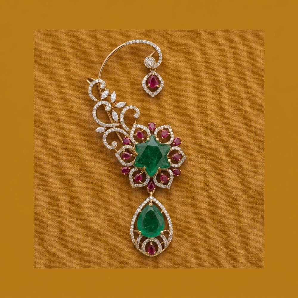 Green Star Chandelier Earrings with Pink Stones