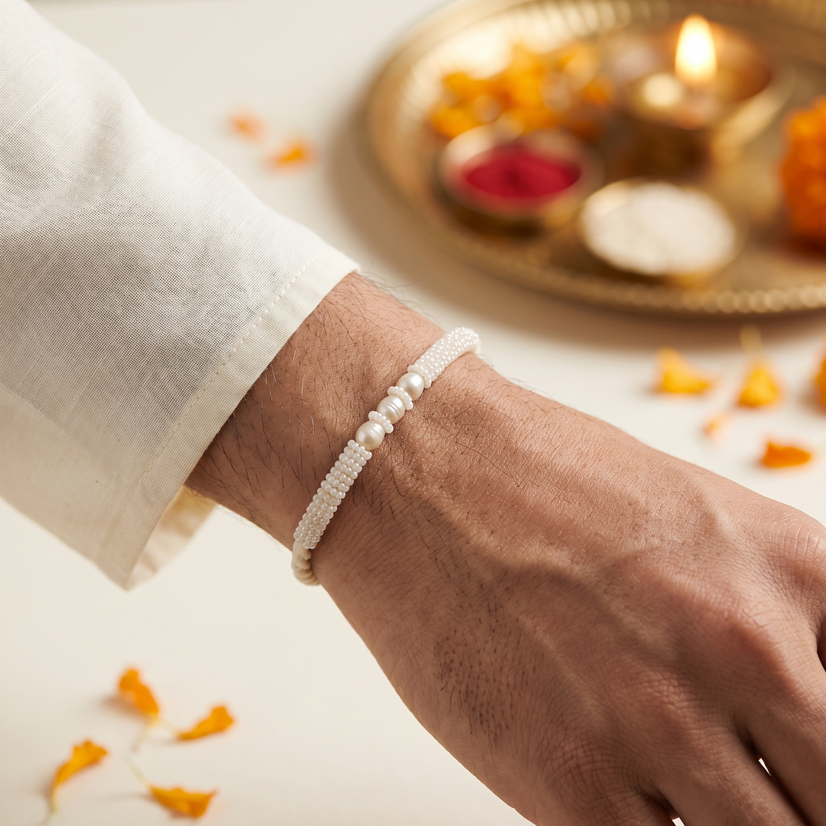 Piyush Freshwater Cultured Pearl Rakhi