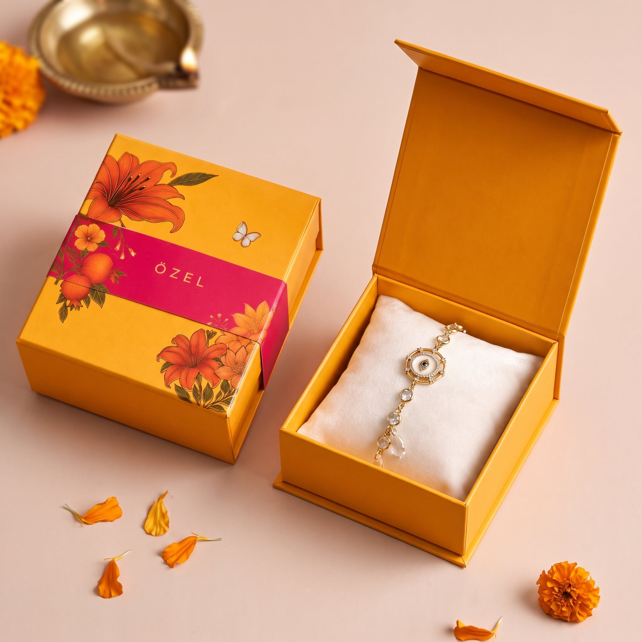 Rakhi sets - Floral and Evil Eye Rakhi and Lumba