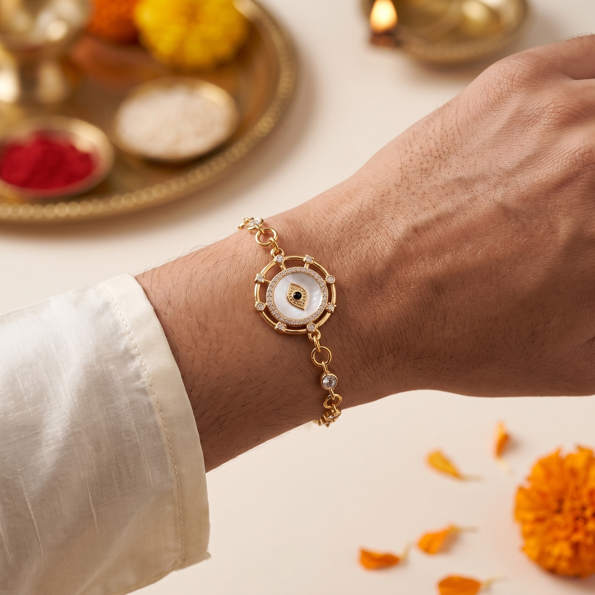 Rakhi sets - Floral and Evil Eye Rakhi and Lumba