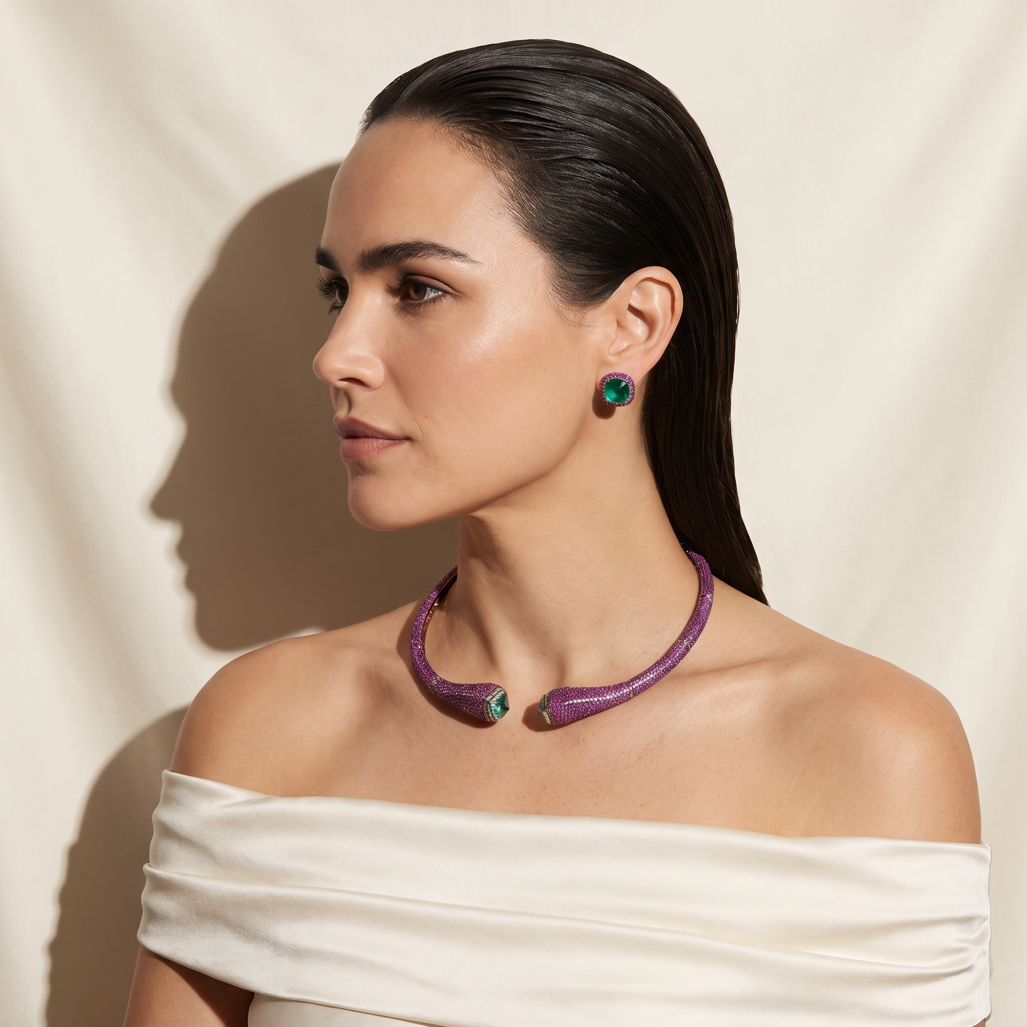 Rani Emerald Torque Necklace Set