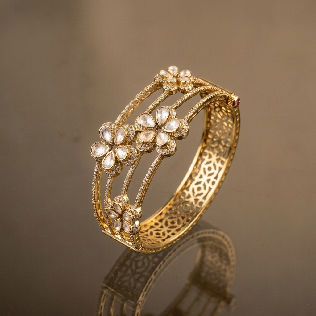 Floral Lattice Cuff Bracelet