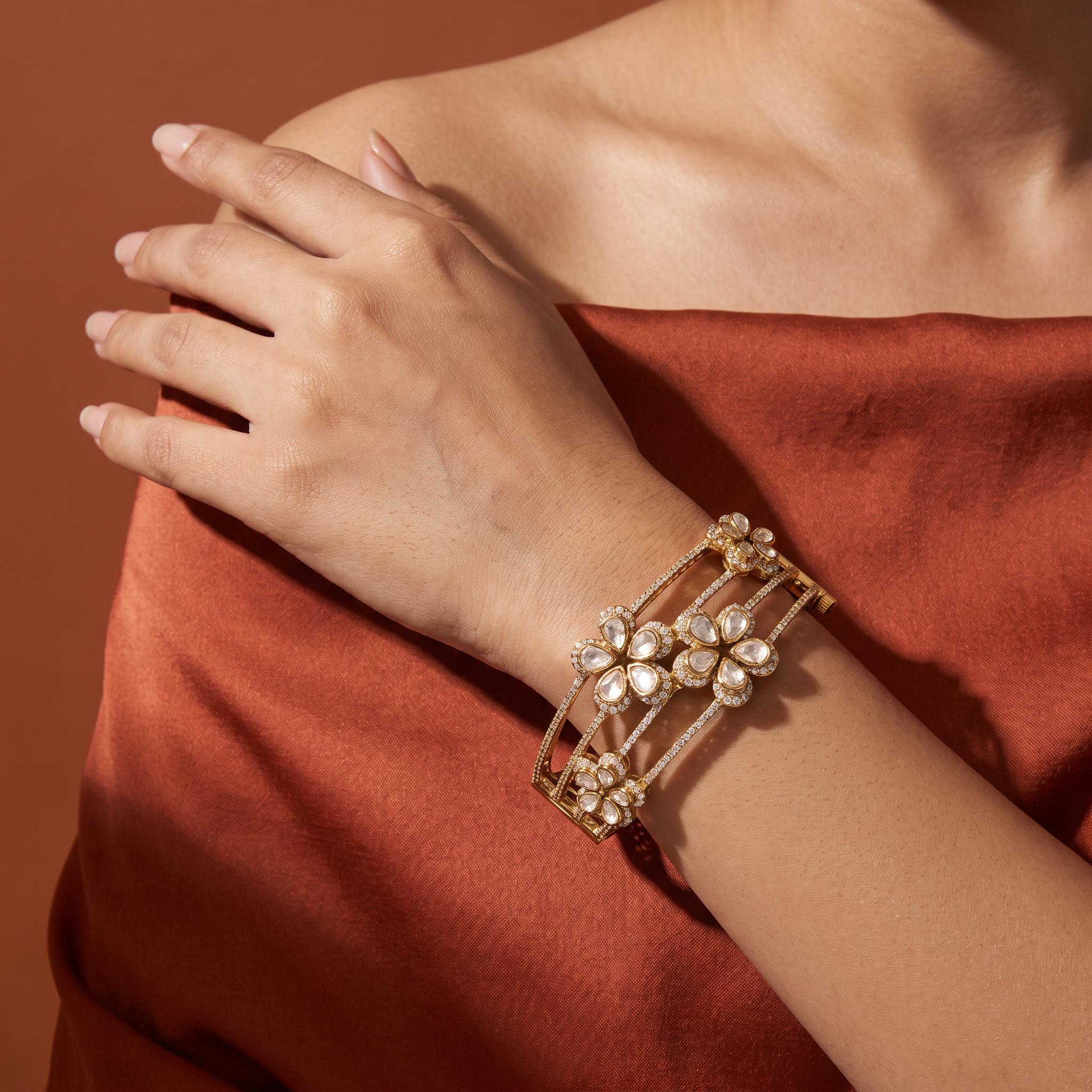 Floral Lattice Cuff Bracelet