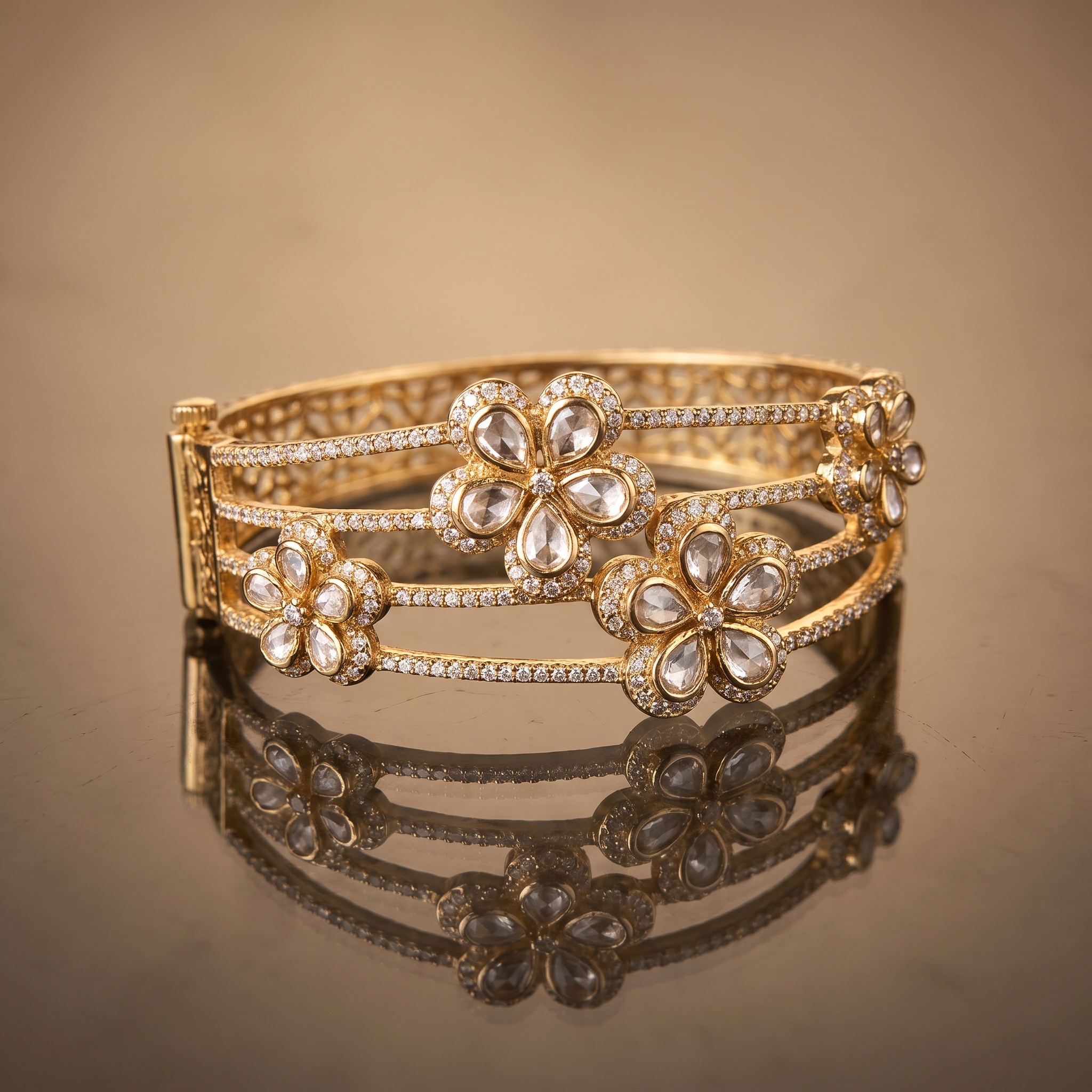Floral Lattice Cuff Bracelet