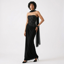 Midnight Soiree Gown with Scarf