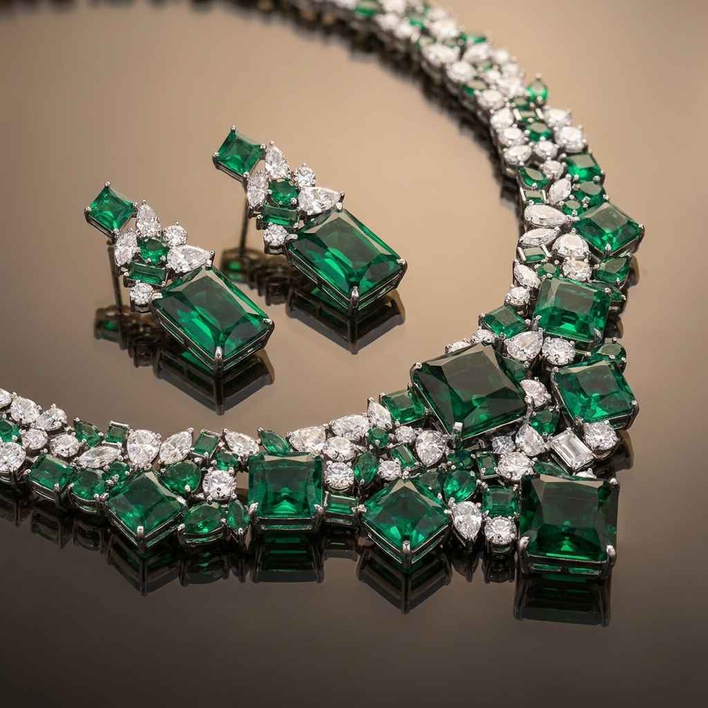 Zendaya Emerald Statement Necklace and EarringSet