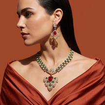 Maira Ruby Emerald Necklace Set