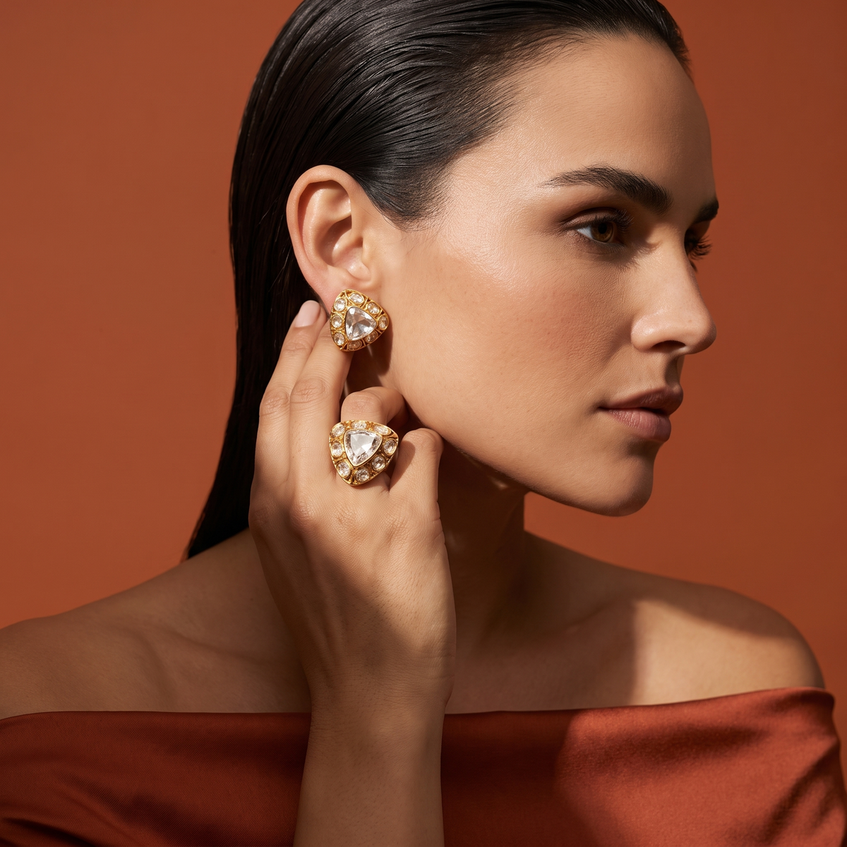Riva Polki Earring and Ring Set