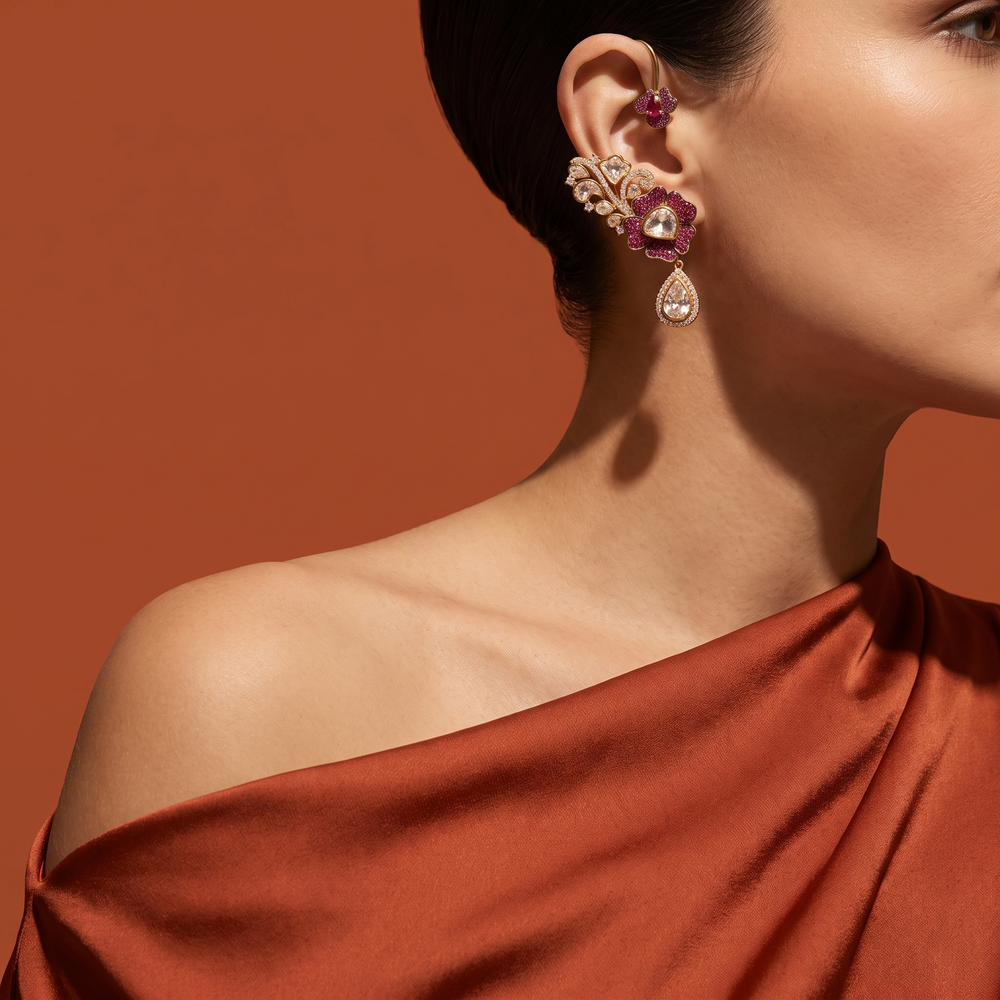 Raina Floral Ear Cuff Earrings