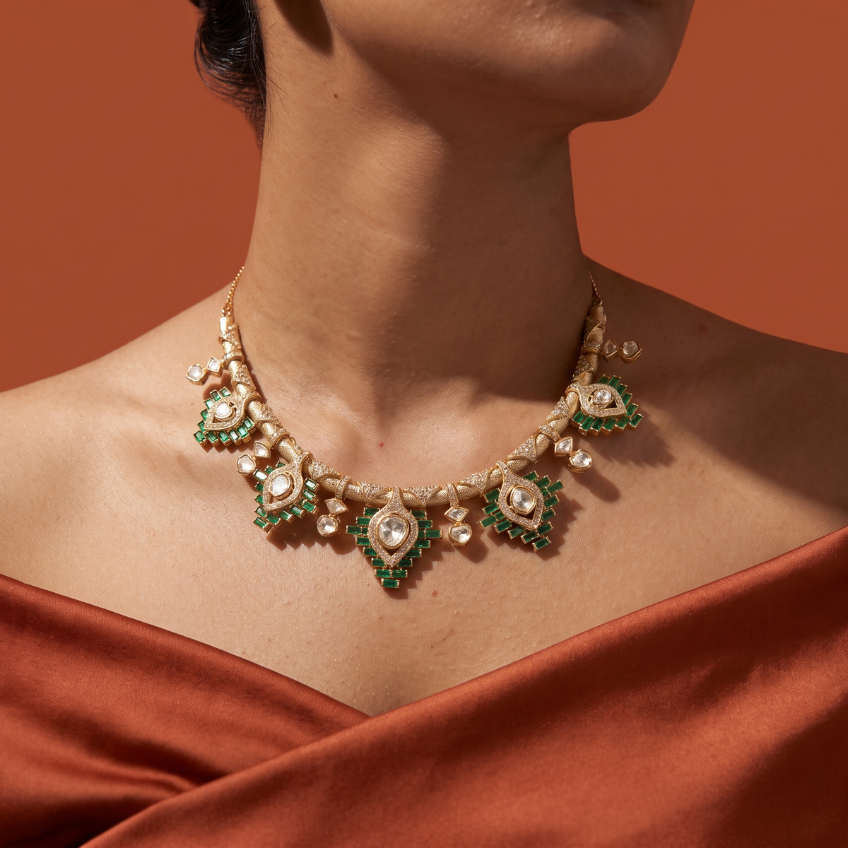 Anshika Green Kundan Necklace Set