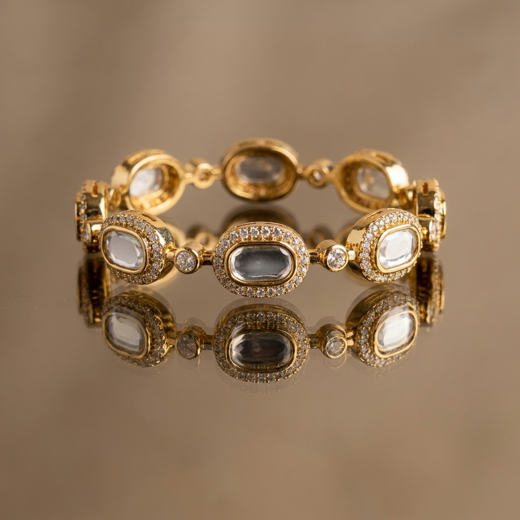 Oval Stone Link Bangle
