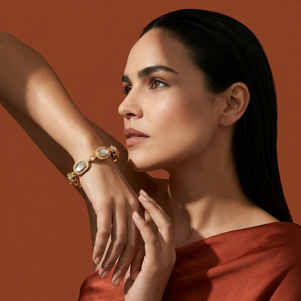 Oval Stone Link Bangle