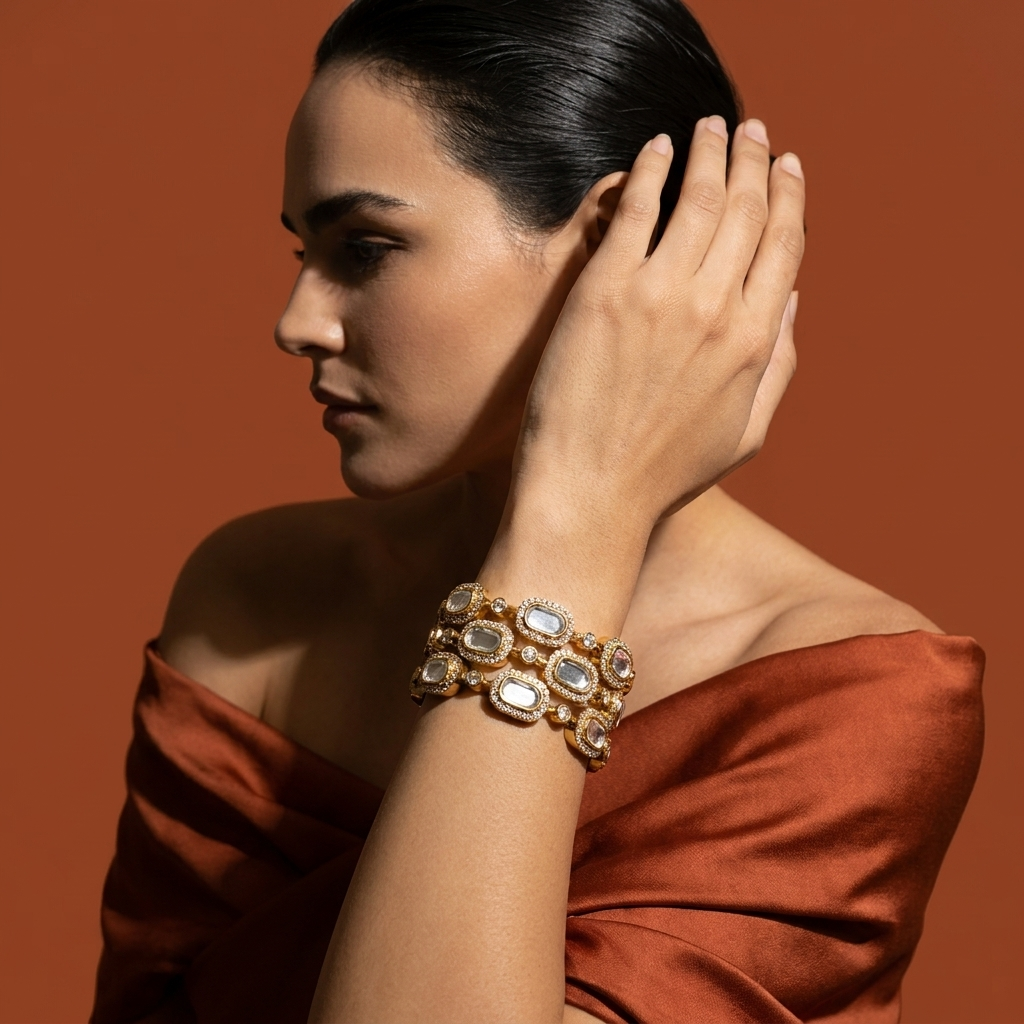 Oval Stone Link Bangle