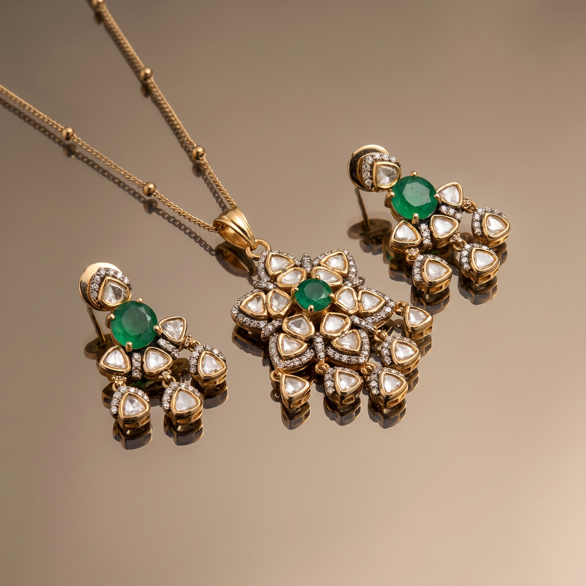 Nirvana Ruby Polki Pendant Set