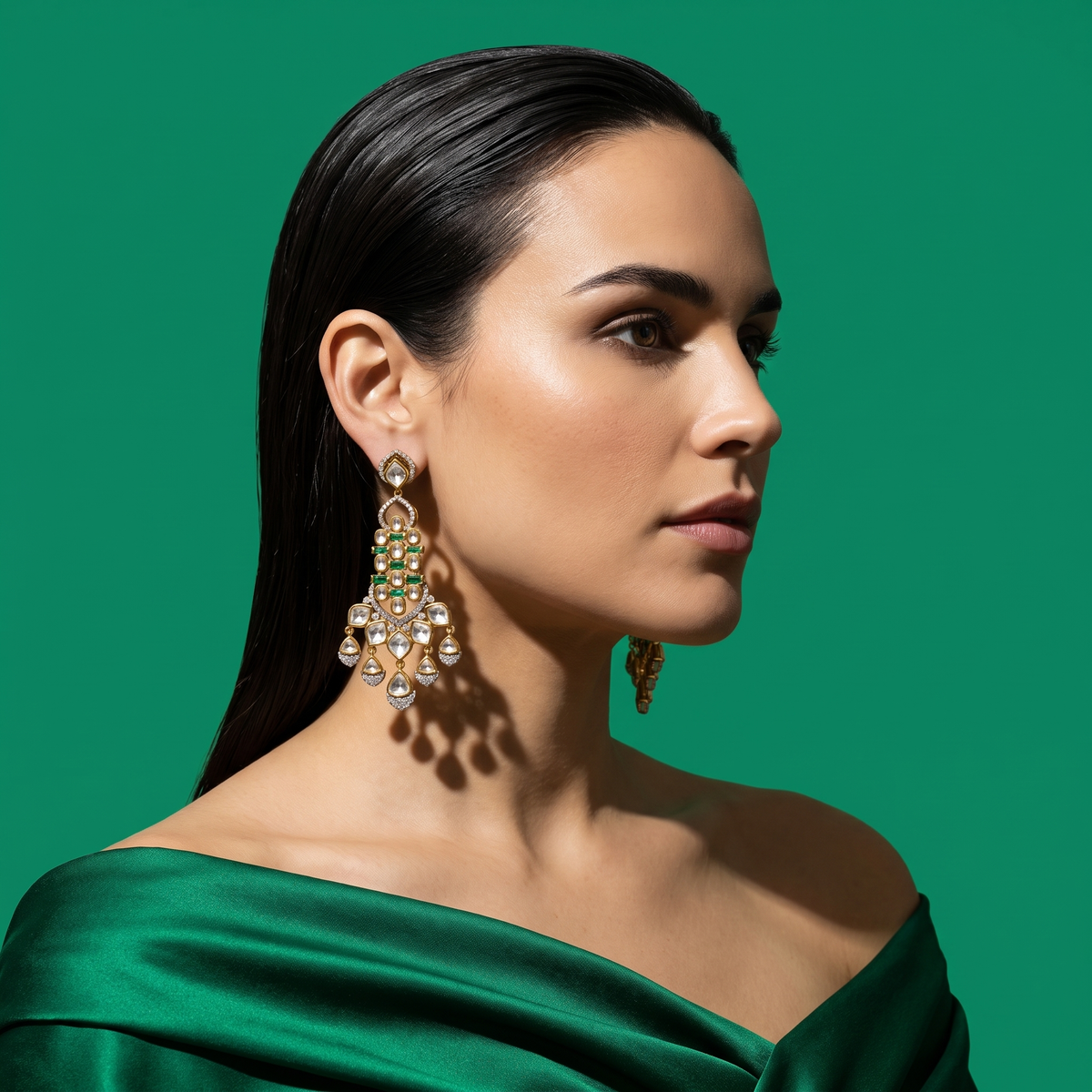 Aarvani Kundan Cascade Earrings