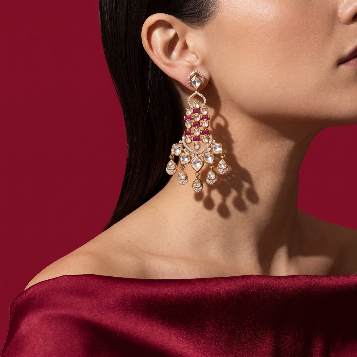 Aarvani Kundan Cascade Earrings