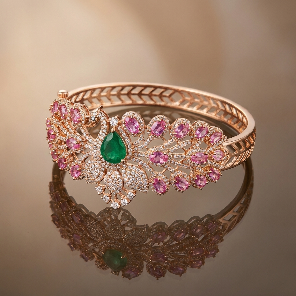 Peacock Splendor Cuff Bracelet
