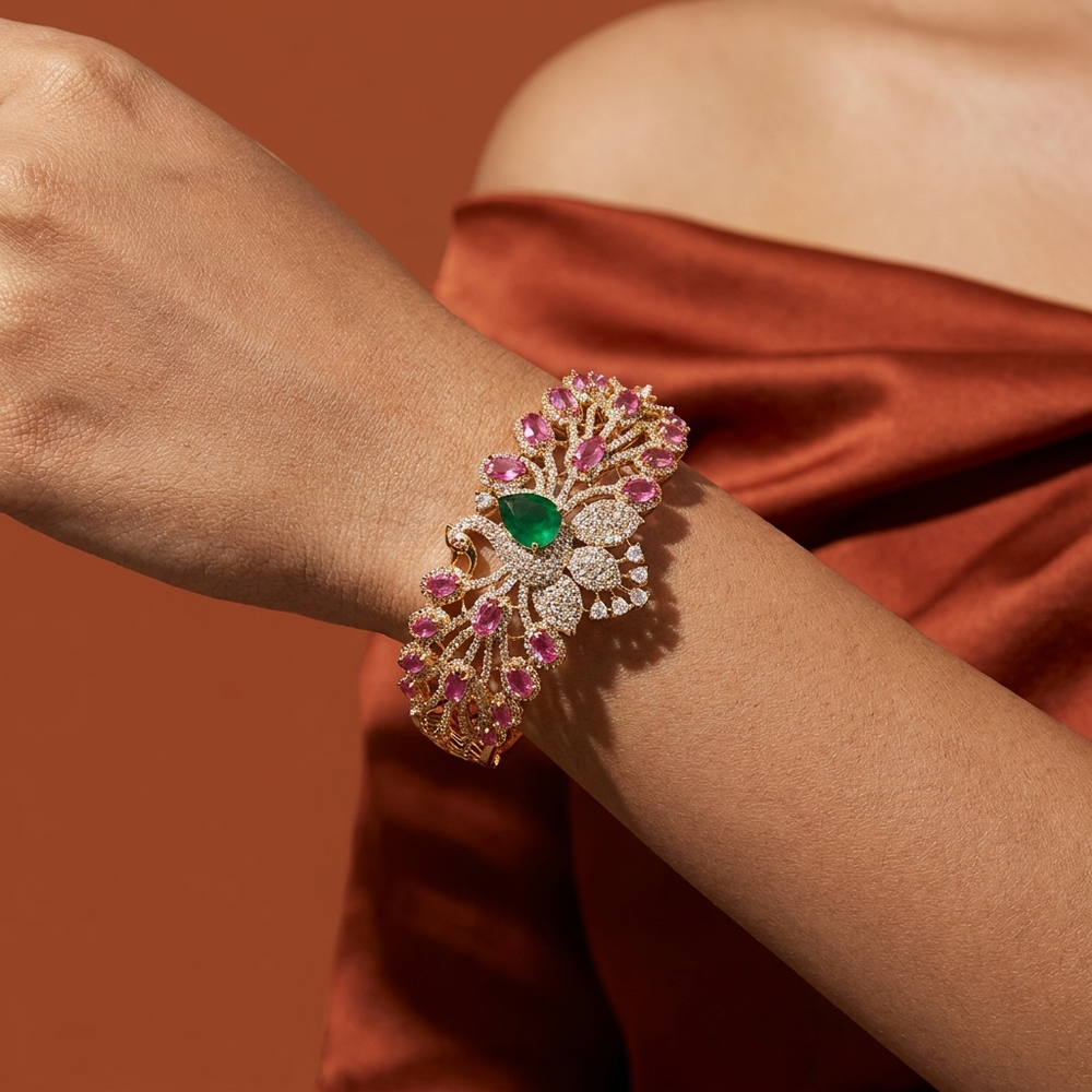 Peacock Splendor Cuff Bracelet
