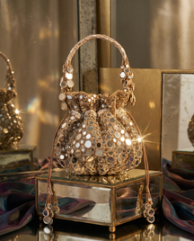 Devyani Mirrorwork Gol Potli Bag