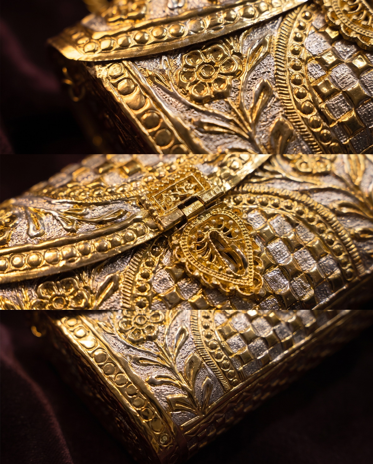 Gold Silver Mosaic Clutch Bag