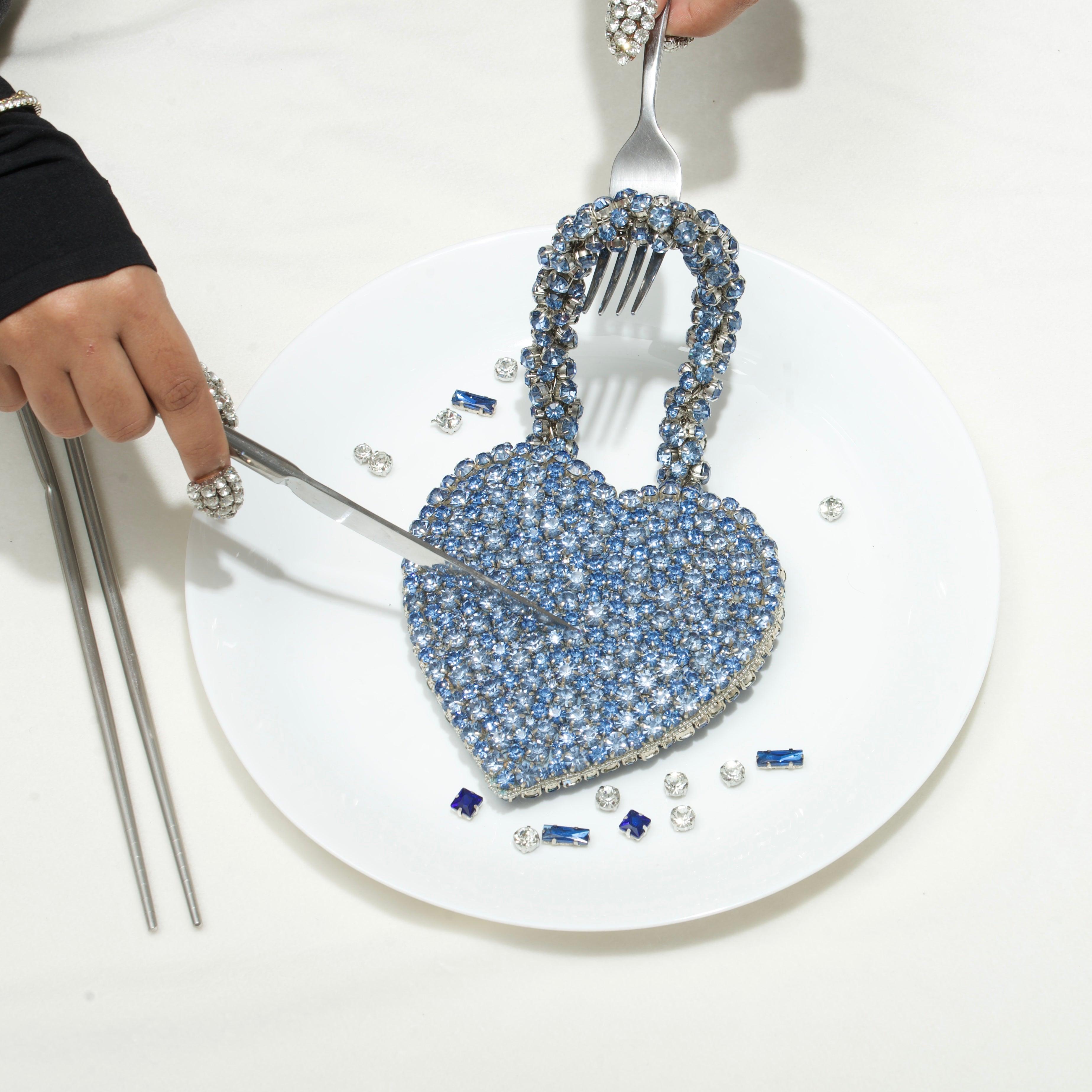 Rhinestone Mini Heart Bag - Ozel