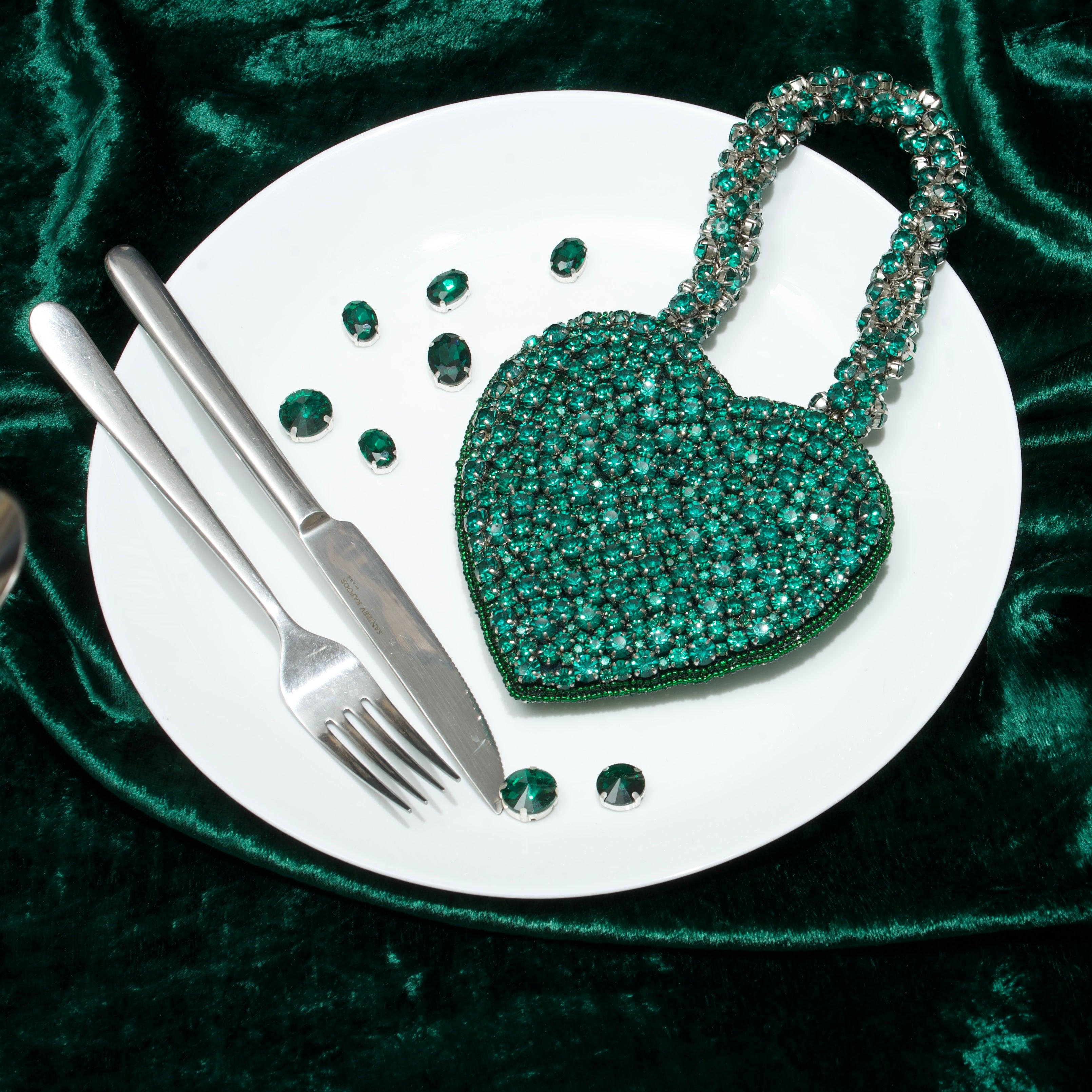 Rhinestone Mini Heart Bag - Ozel