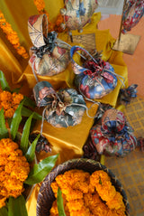 Kalamkari print Gol potli bag