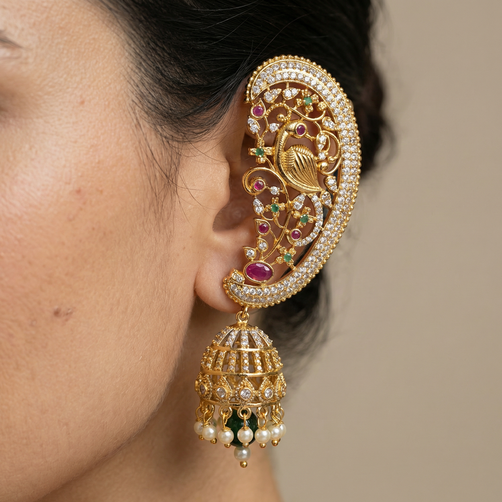 Golden – filigree jhumka earrings by Ozel