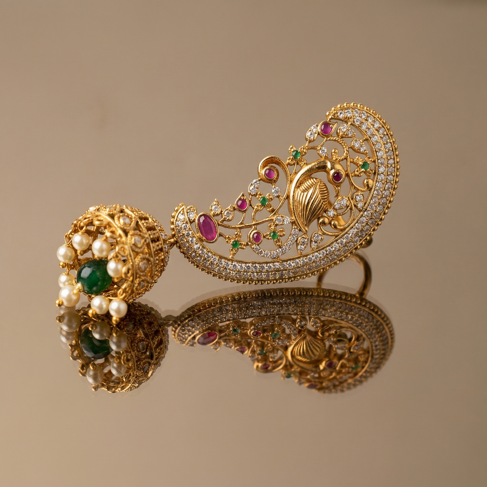 Golden – filigree jhumka earrings by Ozel