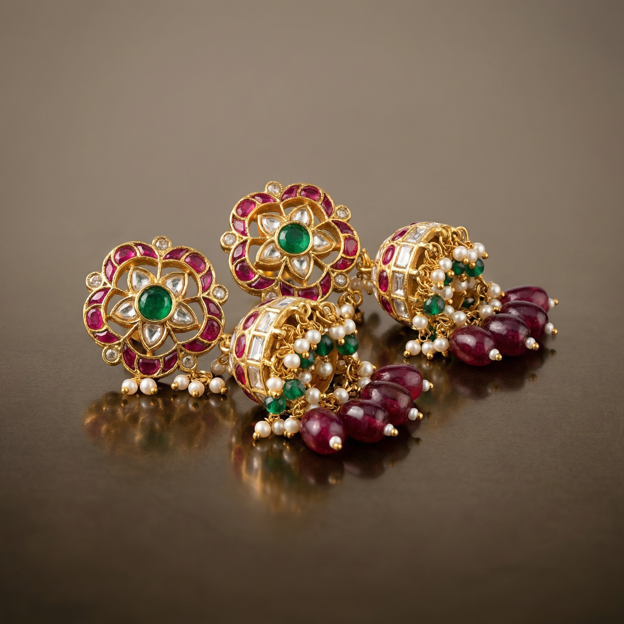 Polki Jhumki Earrings