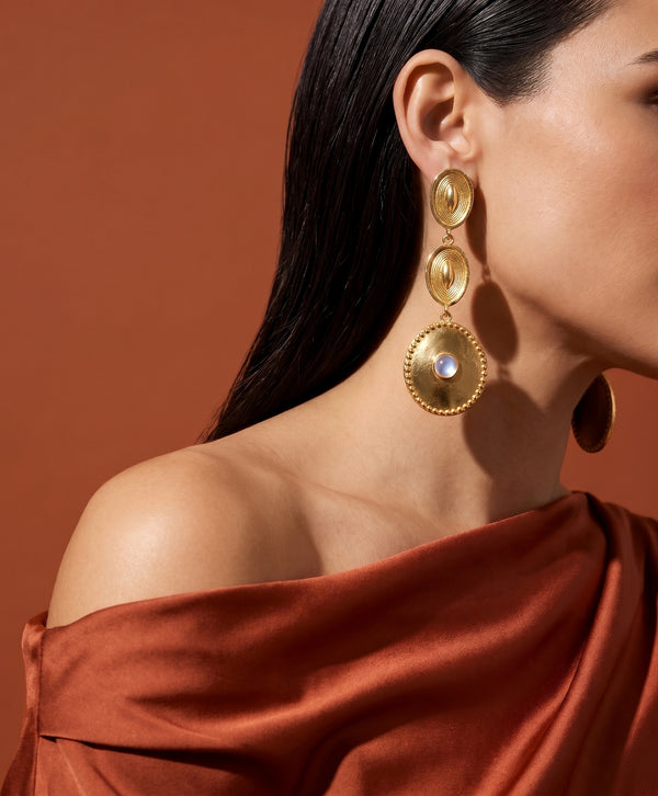 Ridged Gold Triple Disc Drops