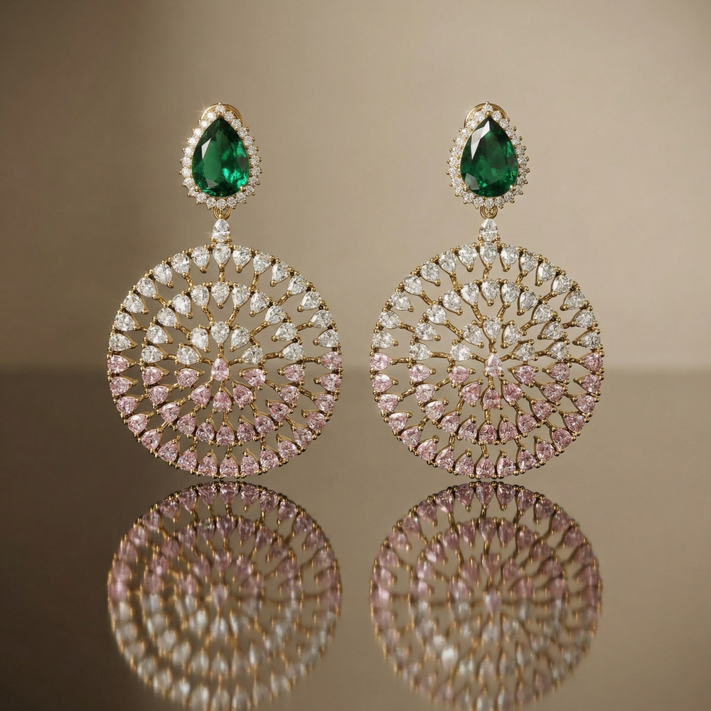 Mandala Crystal Ombre Earrings – artisan Indian jewelry by Ozel