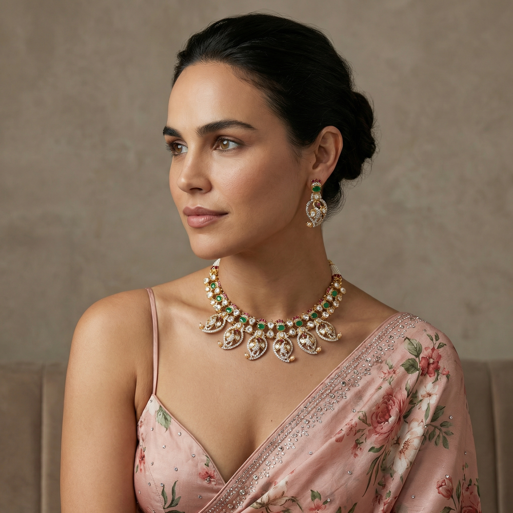 Vanshika Emerald Kundan Haar Set – heirloom emerald kundan set by Ozel