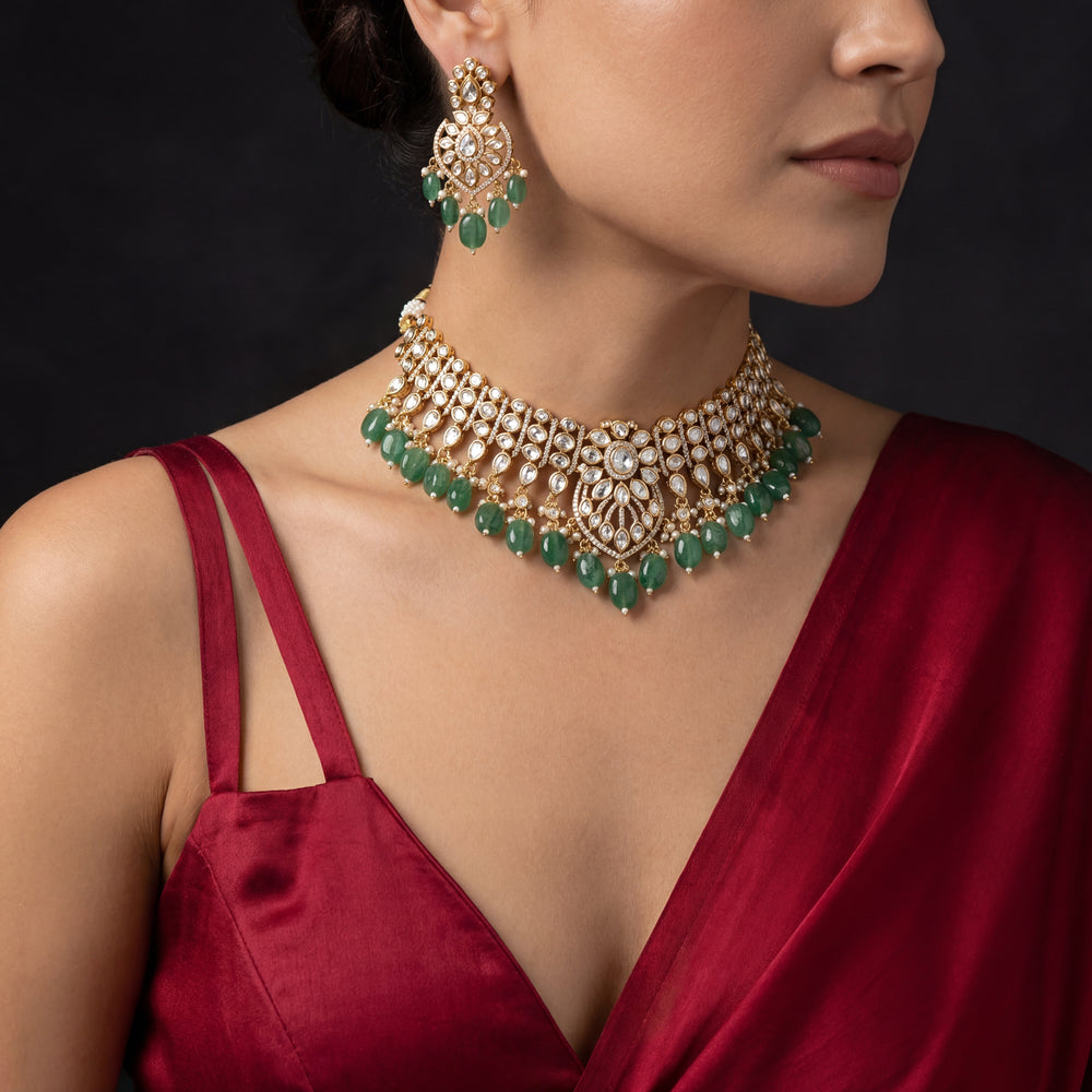 Mumtaz Jadau Necklace Choker Set – handcrafted jadau choker by Ozel