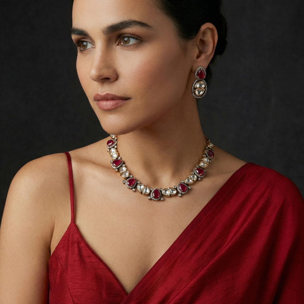 Zyraeth – noor cascade necklace set by Ozel