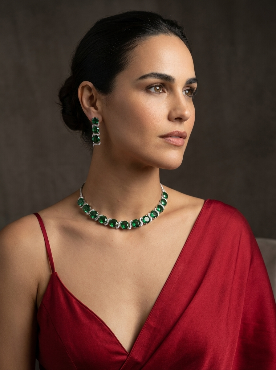 Emeraé – serpentina luxe necklace set by Ozel