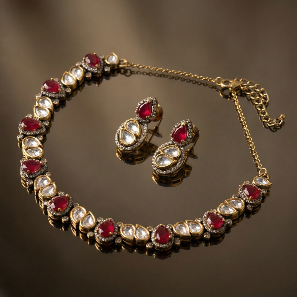Zyraeth – noor cascade necklace set by Ozel