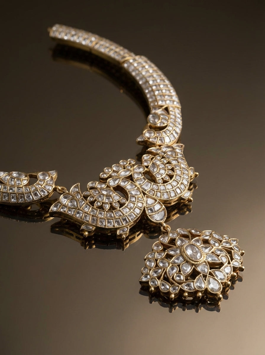 Aurevya – mayur kiran peacock necklace by Ozel