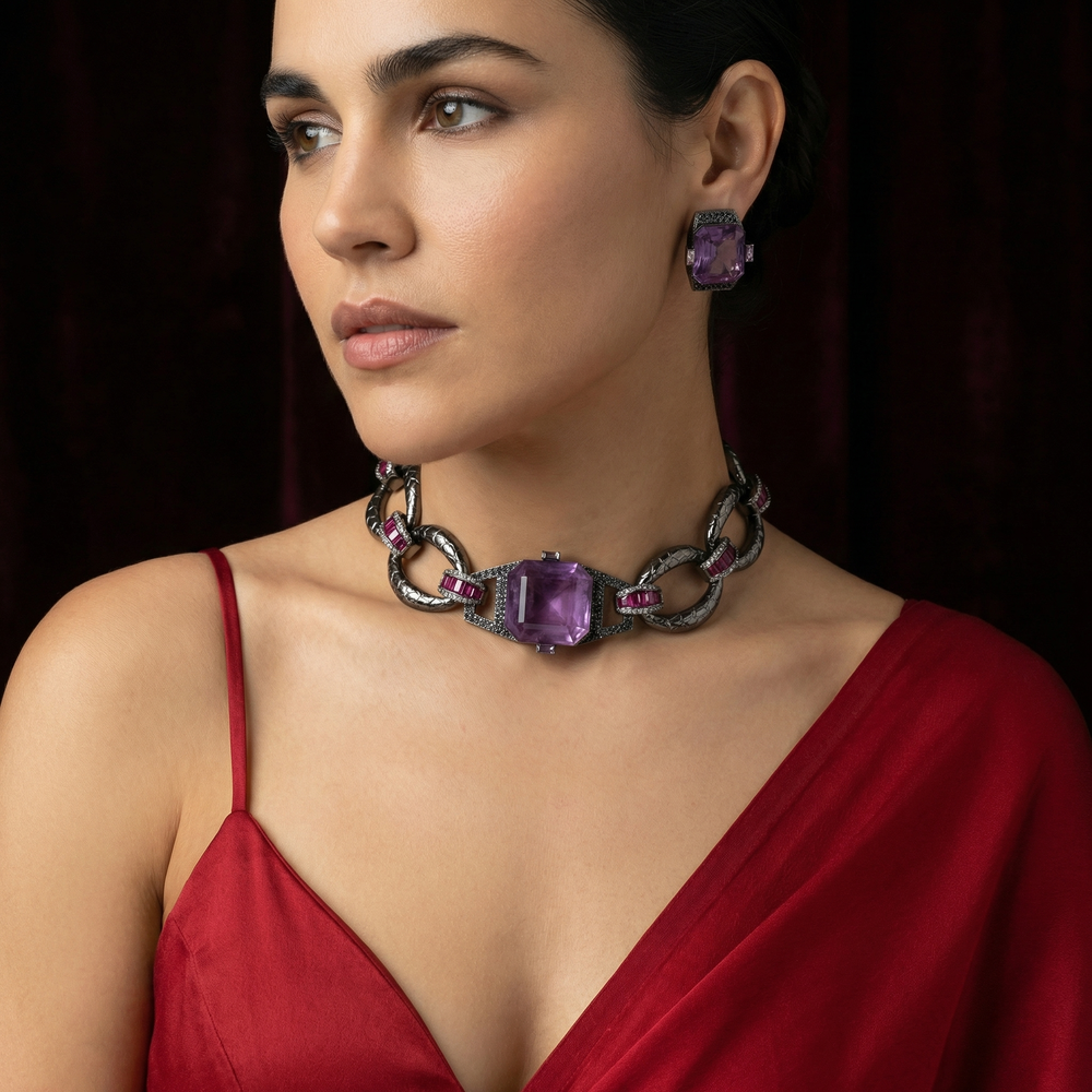 Kaelith – rouge link necklace set by Ozel