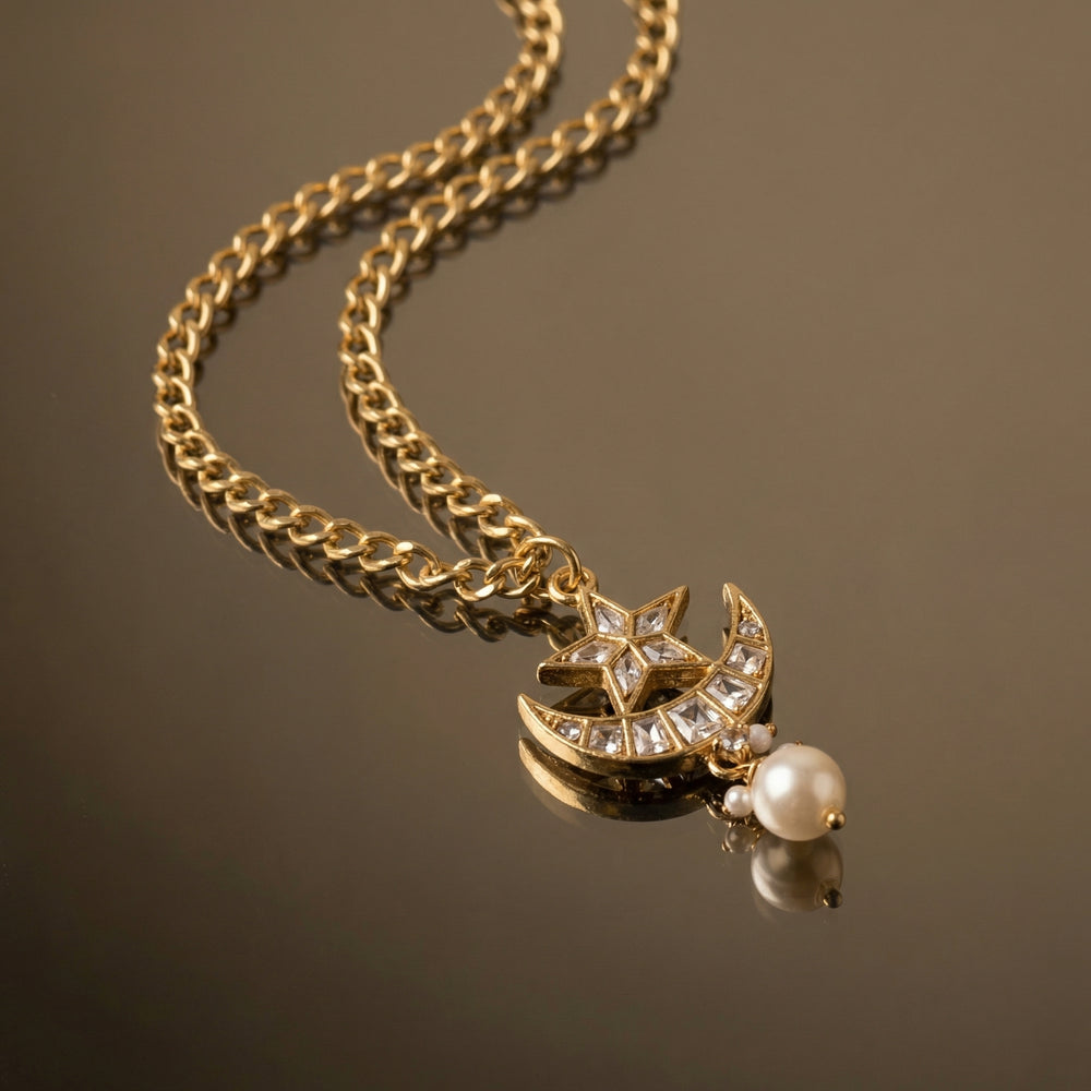 Nyra – celestine charm pendant chain by Ozel