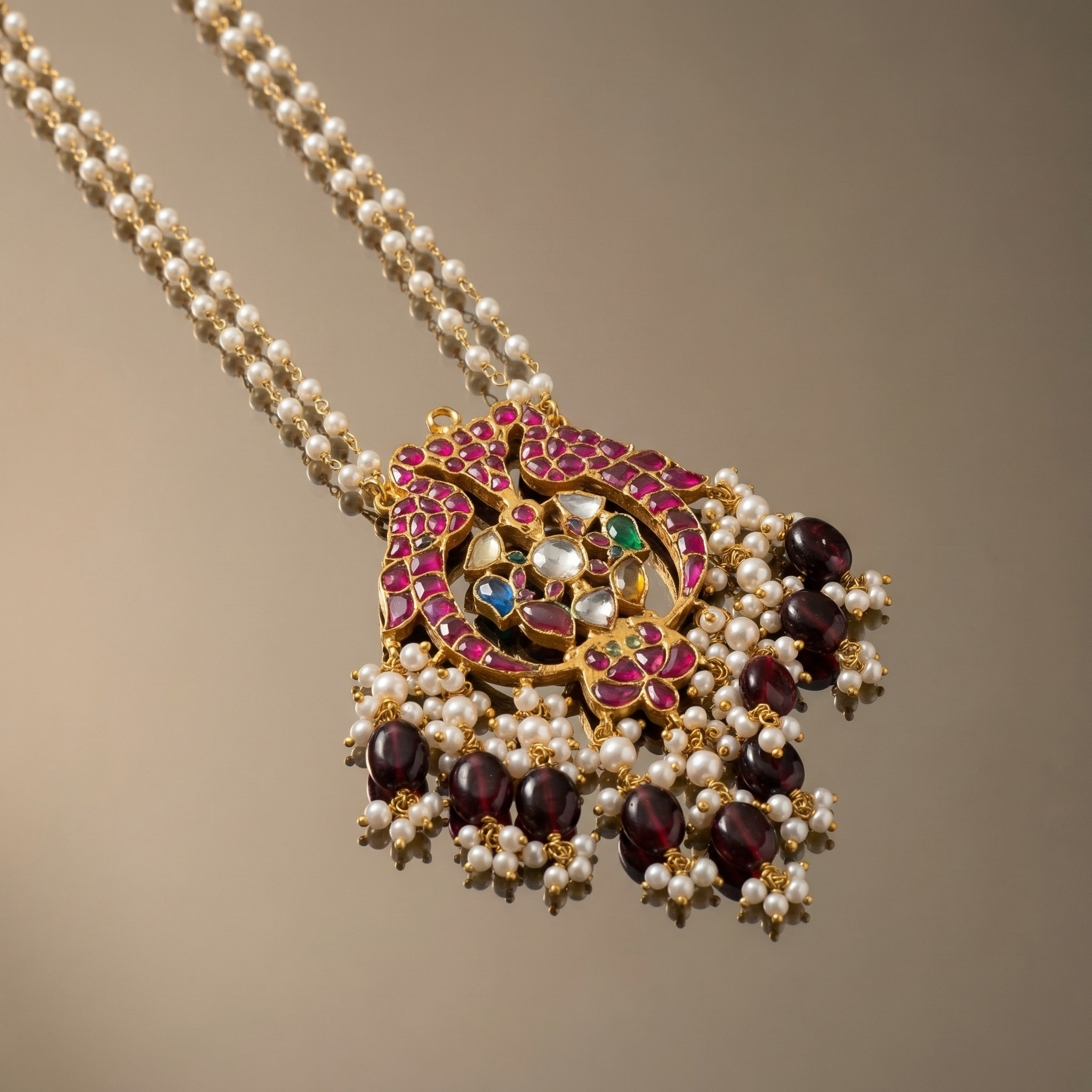 Ruhina Ruby & Pearl Heritage Necklace