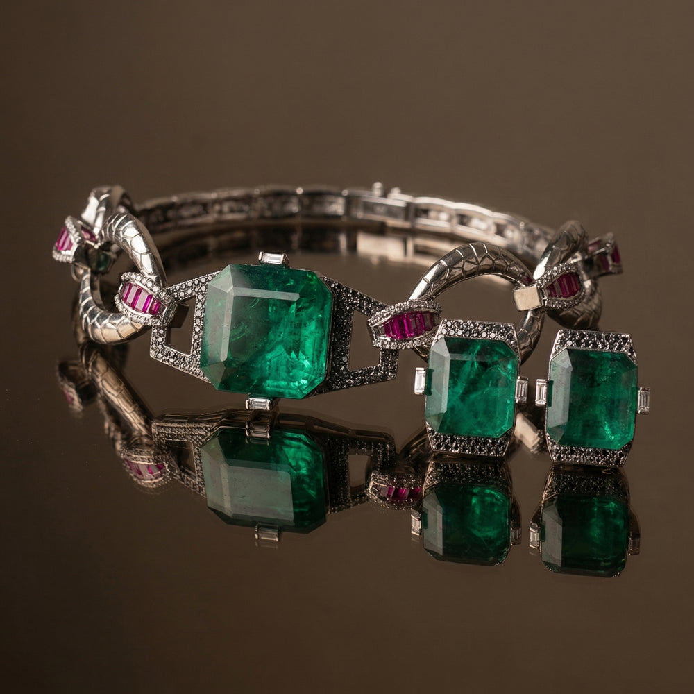 Zaméa – crimson emerald necklace set by Ozel