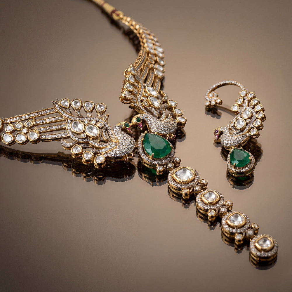 Pavlin statement necklace and ear cuffs set – necklace detail by Ozel