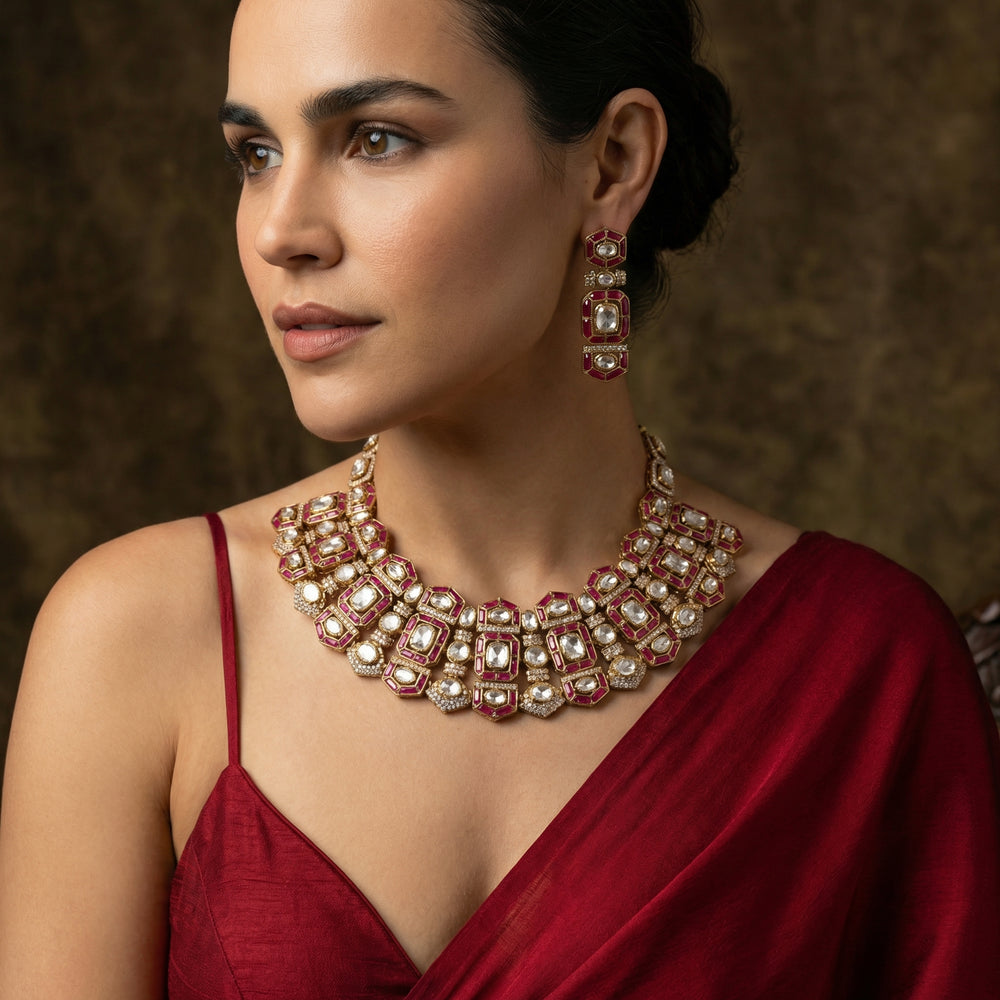 Penwood Ruby Necklace Set – handcrafted ruby necklace set by Ozel